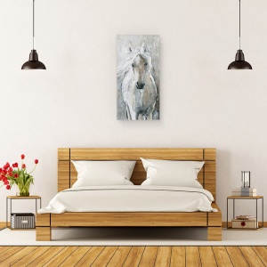 Tablou canvas - Animale, Cal Alb, Pictura , 50 x 100 cm - Img 3