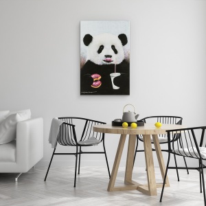 Tablou canvas - Animale, Ursi Panda, Dulciuri, Bauturi Racoritoare, Pictura, 40 x 60 cm - Img 4