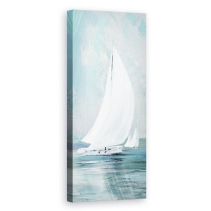 Tablou canvas - Apa, Barca Cu Panze Albe, Pictura, 30 x 90 cm