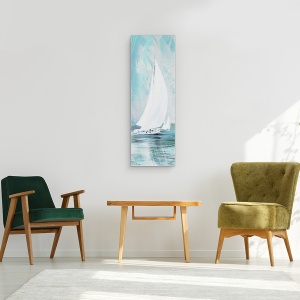 Tablou canvas - Apa, Barca Cu Panze Albe, Pictura, 30 x 90 cm - Img 2