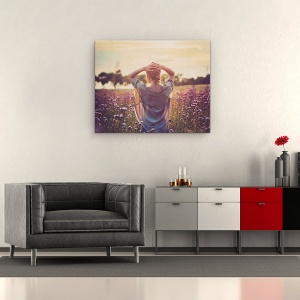 Tablou canvas - Apus De Soare, Apus De Soare, Vara, Stare De Spirit, Portret, Femeie, 60 x 75 cm - Img 2