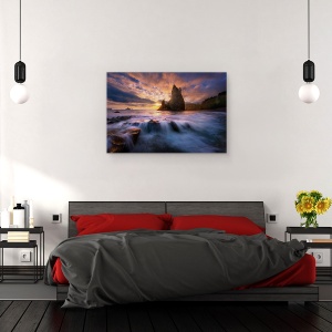 Tablou canvas - Apus de Soare, Coasta, Ocean, Valuri, Rialto, Plaja, 40 x 60 cm - Img 3