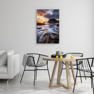 Tablou canvas - Apus Pe Coasta De Nord, Soare, Apus De Soare, Flux, Curge, Stanca, 40 x 60 cm - Img 4