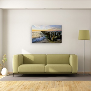Tablou canvas - Apus, Peisaj, Baltic, Mare, Dig, Debarcader, 50 x 80 cm - Img 2