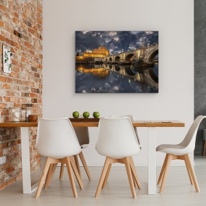 Tablou canvas - Arce Si Nori, Tevere, Pod, Castel, 60 x 80 cm - Img 4