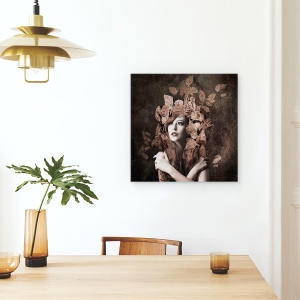 Tablou canvas - Artemis, Fiica Lui Zeus, Toamna, Textura, Frunza, 90 x 90 cm - Img 4