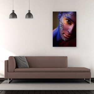 Tablou Canvas - Aschii, Portret, Fata, Ochi, Machiaj, Diamante, 60 x 90 cm - Img 2