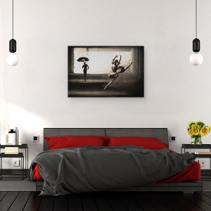 Tablou canvas - Balerini Pe Strada, Performanta, Umbrela, Salt, Gravitatie, 80 x 120 cm - Img 3
