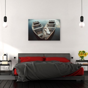Tablou canvas - Barca Cu Vasle, Lemnos, Lac, 80 x 120 cm - Img 3