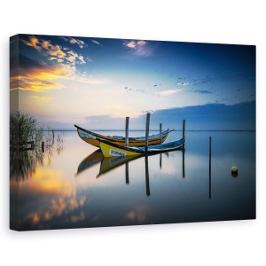 Tablou canvas - Barci, Peisaj, Apa, Apus De Soare, Lumina, 60 x 90 cm