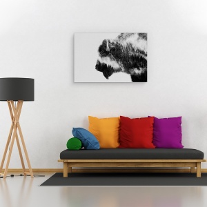 Tablou canvas - Bizon, Animal, Mamifer, Alb-Negru, 80 x 120 cm - Img 2