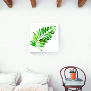 tablou decorativ botanic frunză verde pe canvas 60x60 cm