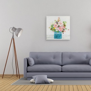 Tablou canvas - Buchet Colorat De Flori, Vaza, Natura, Pictura, 60 x 60 cm - Img 2