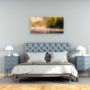 Tablou canvas - Bucurandu-Se de Natura, Barca, Pescar, Marin, Nava, Lac, Rive, 50 x 100 cm - Img 3