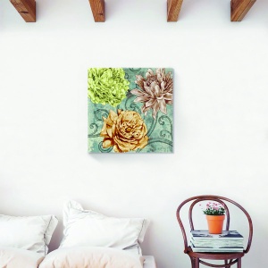 Tablou canvas bujori florali maronii 60x60 cm