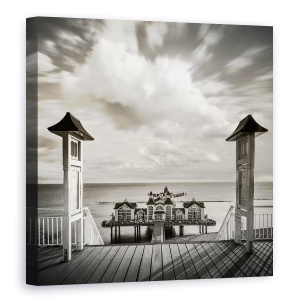 Tablou canvas - Buna Dimineata, Sellin, Plaja, Coasta, Coasta, Alb-Negru, Arhitectura, 60 x 60 cm