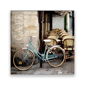 Tablou Canvas - Cafe, Terasa, Bicicleta, 60 x 60 cm