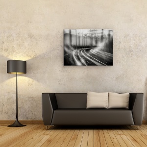 Tablou canvas - Cai Ferate, Alb-Negru, Monocrom, Piese, 50 x 70 cm - Img 4