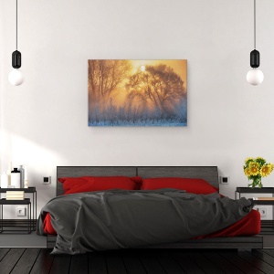 Tablou canvas - Cald Si Rece, Peisaj, Aur, Soare, Raze, 60 x 90 cm - Img 3