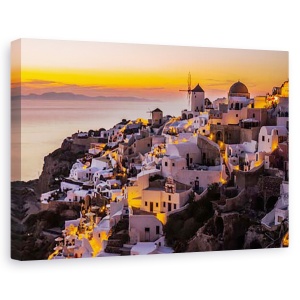 Tablou canvas - Calispera Santorini, Peisaj, Grecia, Amurg, Munte, 60 x 90 cm