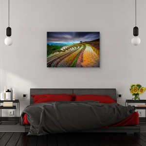 Tablou canvas - Camp de orez, Peisaj, Terasa, Camp, Planta, 80 x 120 cm - Img 3