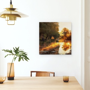 Tablou canvas - Cand Peisajul Picteaza Cu Lumina , Ceata, Toamna, Ray, 90 x 90 cm - Img 4