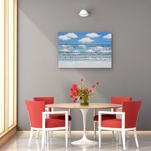 Tablou decorativ modern living canvas cu pasari arctice in zbor