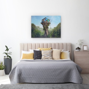 Tablou canvas - Casa In Cer, Acasa, Casuta Din Copac, 60 x 80 cm - Img 3