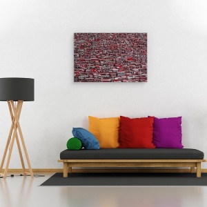Tablou canvas - Case Rosii, Rosu, Case, Aglomerat, Strans, Haos, 40 x 60 cm - Img 2