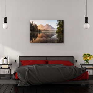 Tablou canvas - Ceata stralucitoare, Peisaj, Reflectie, Ceata, Copaci, 80 x 120 cm - Img 3