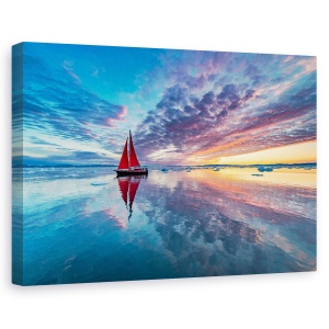 Tablou canvas - Cer De Foc In Groenlanda, Rosu, Navigare, Diskobay, Vis, 80 x 120 cm