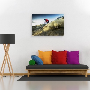 Tablou canvas - Coborare, Bicicleta, Actiune, Mountainbike, Panta, 60 x 90 cm - Img 2