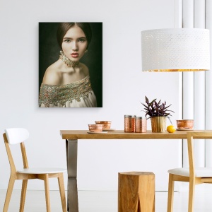 Tablou canvas - Colier, Portret, Colier, Studio, Femeie, Persoana, 60 x 80 cm - Img 4