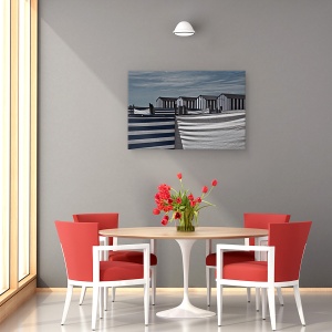 Tablou canvas - Comportament Teritorial, Plaja, Baraca, Albastru, Panza, Alb, 60 x 90 cm - Img 4