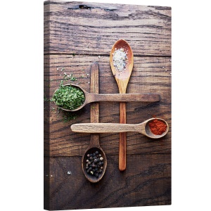 Tablou canvas - Condiment, Mancare, Condimente, Uscat, Linguri, Rustic, Condiment, 60 x 90 cm
