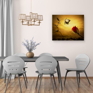 Tablou canvas - Contrariile Se Atrag, Trandafir, Opusi, Metal, Opozitie, Rosu, 60 x 75 cm - Img 4