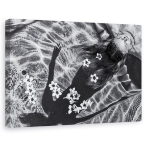 Tablou canvas - Copac Frangipani, Floare, Apa, Piscina, Fata, 60 x 90 cm
