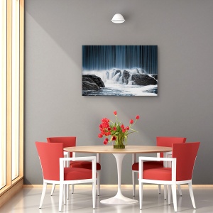 Tablou canvas - Cortina albastra, Peisaj, Cascada, Piatra, Albastru, 80 x 120 cm - Img 4