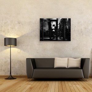 Tablou canvas - Craciunul Trecut, Danseaza, Imbratisare, Ninge, Fereastra, 60 x 80 cm - Img 2