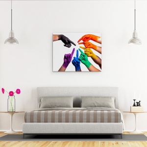 Tablou canvas - Crede In Dragoste, Curcubeu, Maini, Incluziune, 60 x 75 cm - Img 3