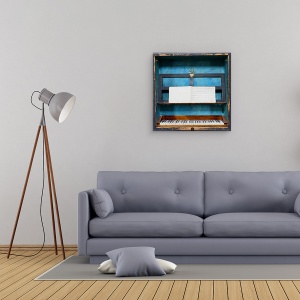 Tablou canvas - Cutie Muzicala, Muzica, Tastatura, Organ, Albastru, Abanos, Fildes, 60 x 60 cm - Img 2