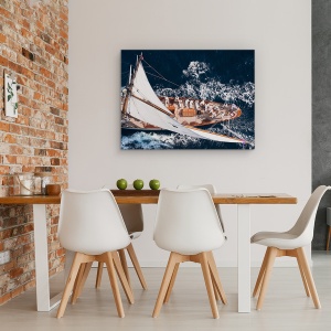 Tablou Canvas - Deasupra Moonbeam, Actiune, Yacht, Aerial, Barca, Oameni, 50 x 70 cm - Img 4