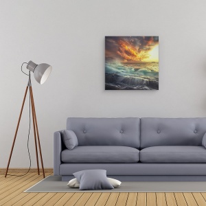 Tablou canvas - Delir In Culori, Apus De Soare, Nori, Cer, Rosu, 90 x 90 cm - Img 2