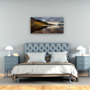 Tablou Canvas - Descoperire, Scotia, Munte, Cer, Raza De Lumina, Lac, 50 x 100 cm - Img 3