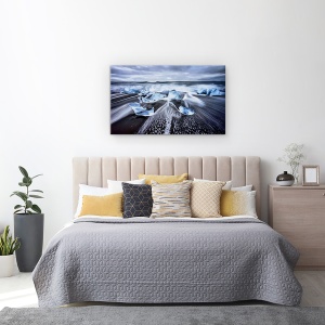 Tablou canvas - Diamante Albastre, Peisaj Marin, Iarna, Flux, Surf, 50 x 80 cm - Img 3