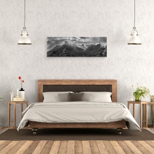 Tablou canvas - Dimineata Cetoasa la Marele Zid, China, Munti, Cer, Panorama, Marele Zid, 30 x 90 cm - Img 3