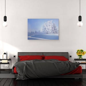 Tablou canvas - Dimineata Crocanta, Zapada, Copac, Iarna, Ceata, Inghet, 40 x 60 cm - Img 3
