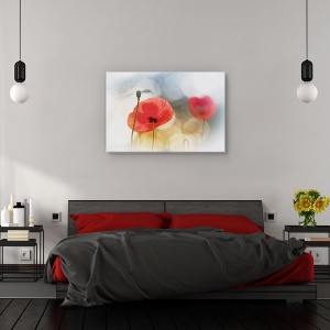 Tablou canvas - Dimineata cu maci, Flori, Rosu, Romantic, 80 x 120 cm - Img 3