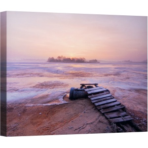 Tablou canvas - Dimineata Rece, Lac, Gheata, Dimineata, Dig, Racoare, 75 x 100 cm