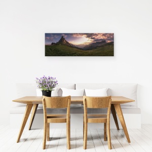 Tablou Canvas - Dolomiti, Panorama, Italia, Apus De Soare, intuneric, Vale, 30 x 90 cm - Img 4